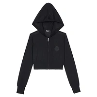 Front-Zip Cropped Wool Hoodie