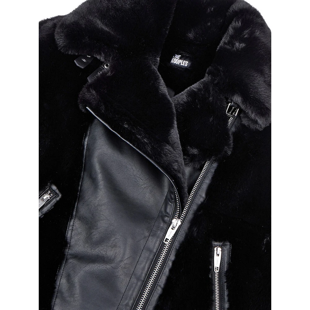 Faux Fur Combo Aviator Jacket