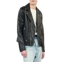 Leather Belt-Loop Moto Jacket