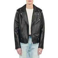 Leather Belt-Loop Moto Jacket