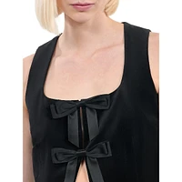 Sleeveless Velvet Flyaway Bow Top