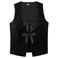 Sleeveless Velvet Flyaway Bow Top