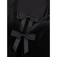 Sleeveless Velvet Flyaway Bow Top