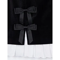 Bow-Trim Velvet Mini Skirt