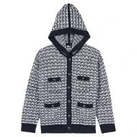 Wool-Blend Tweed Hooded Cardigan