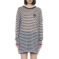 Striped Mohair & Wool-Blend Long Sweater