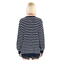 Chain-Detail Striped Wool Cardigan