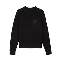 Blazon Patch-Pocket Epaulette Cotton Sweater