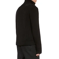 Rib-Knit Zip-Front Cardigan