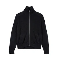 Rib-Knit Zip-Front Cardigan