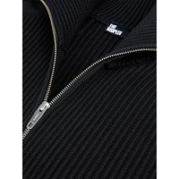 Rib-Knit Zip-Front Cardigan