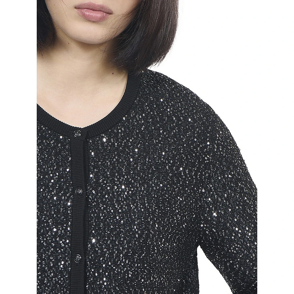 Sequin-Knit Cardigan