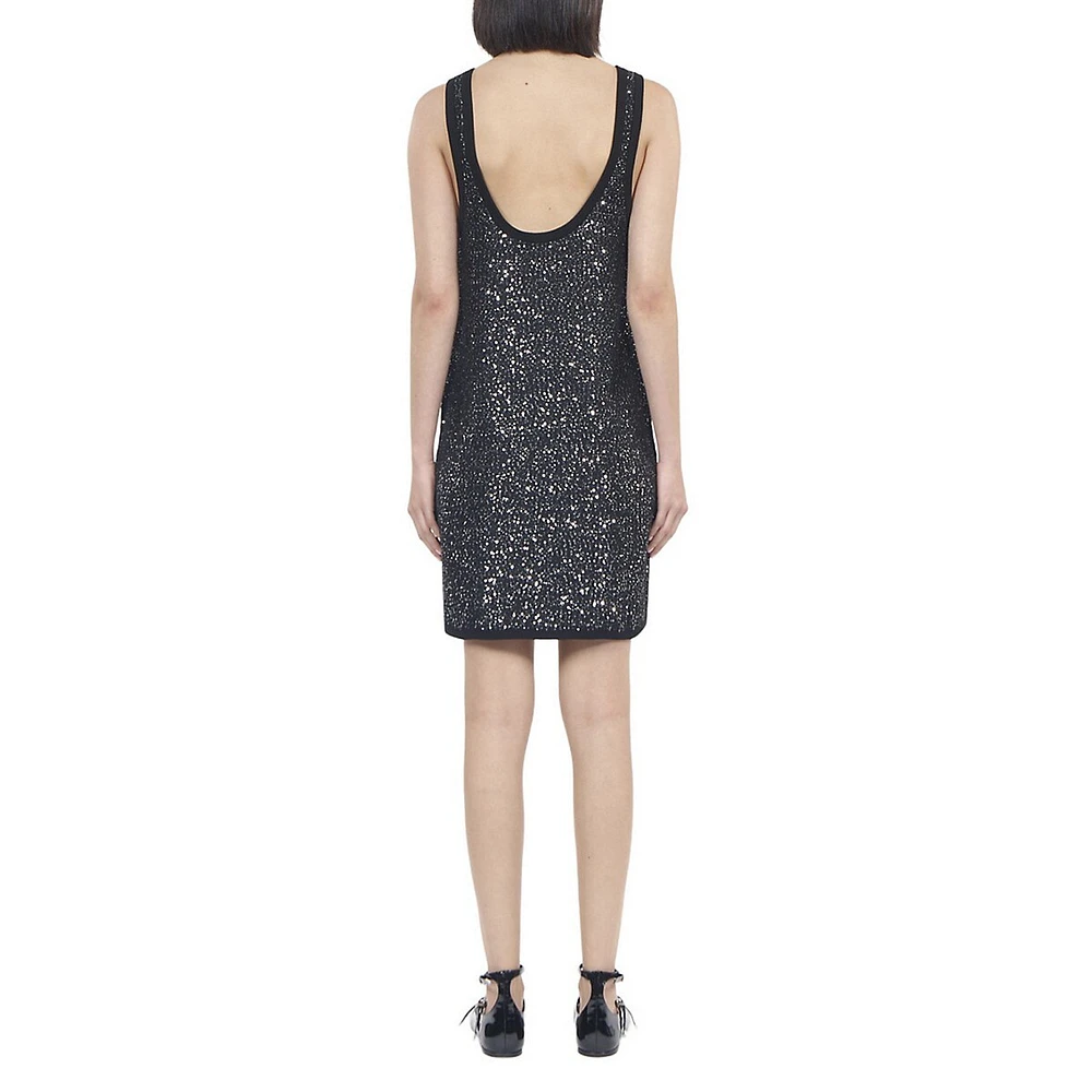 Sequin Knit Sleeveless Mini Slip Dress