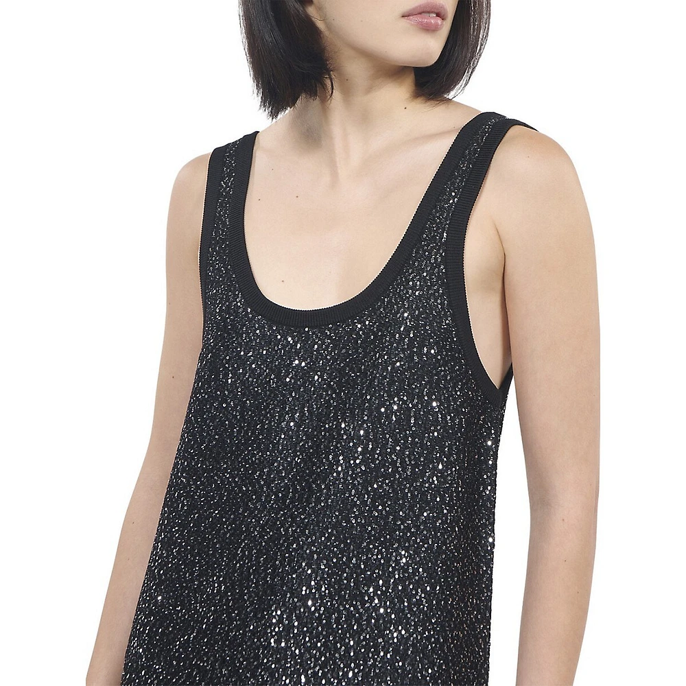 Sequin Knit Sleeveless Mini Slip Dress