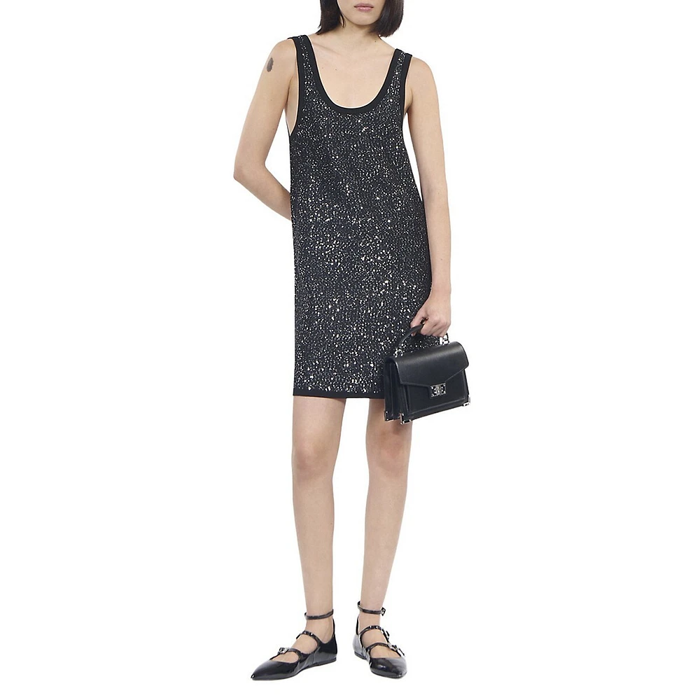 Sequin Knit Sleeveless Mini Slip Dress