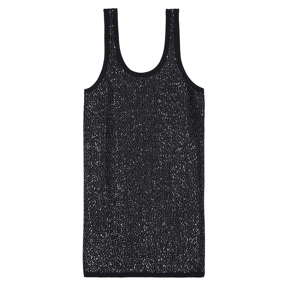 Sequin Knit Sleeveless Mini Slip Dress