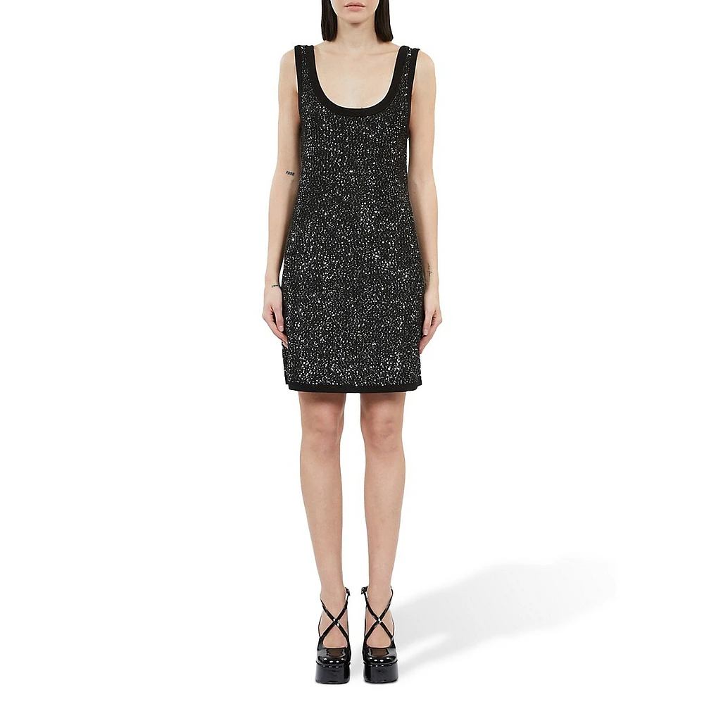 Sequin Knit Sleeveless Mini Slip Dress