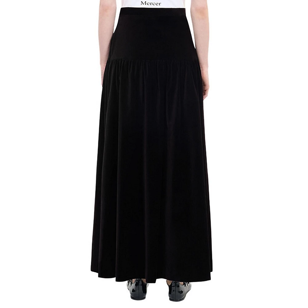 Long Velvet A-Line Skirt