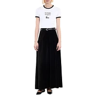 Long Velvet A-Line Skirt