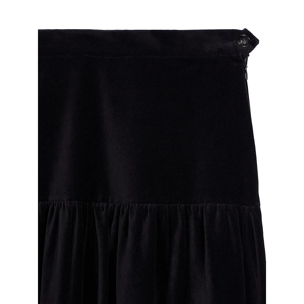 Long Velvet A-Line Skirt