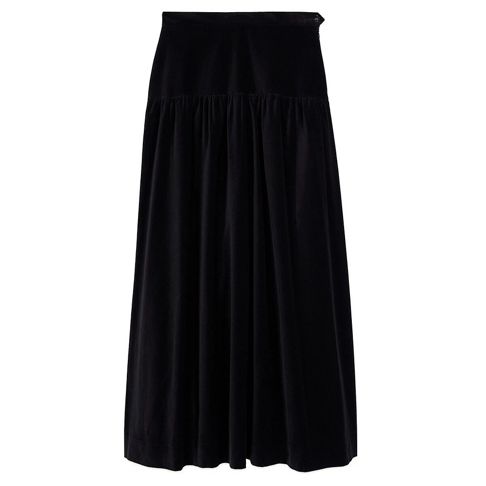 Long Velvet A-Line Skirt