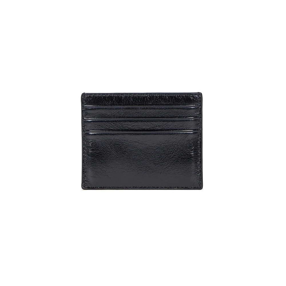 Embossed Logo Leather Card Holder