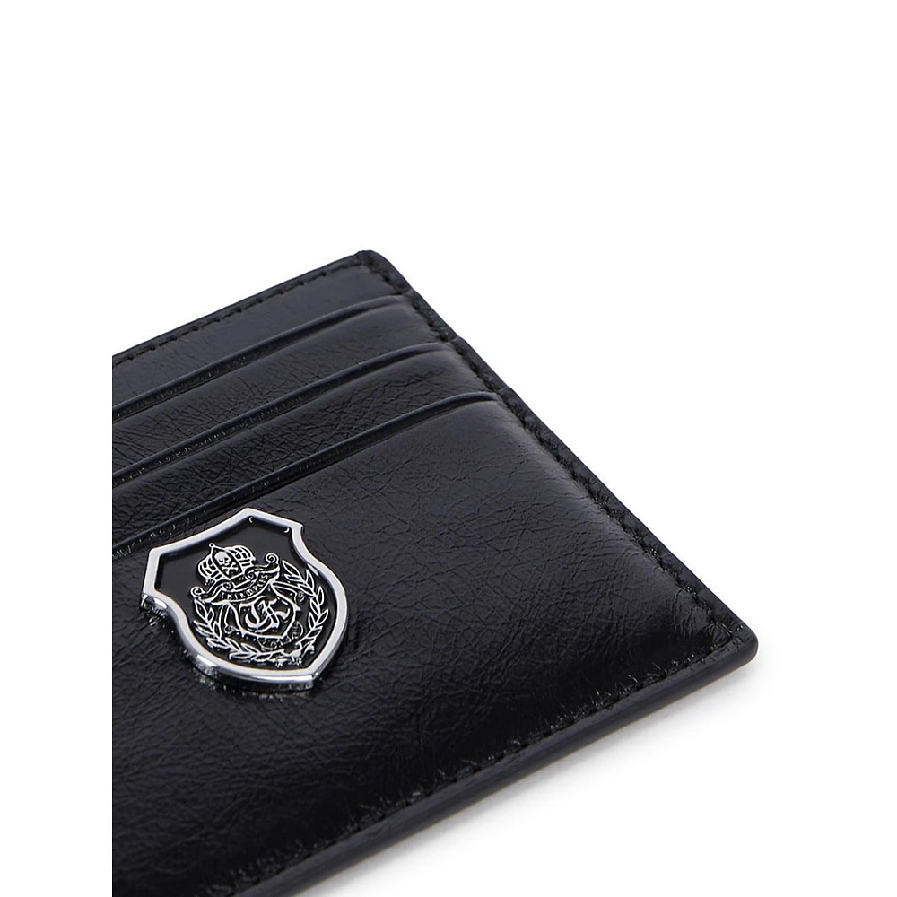 Embossed Logo Leather Card Holder