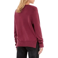 Bow-Trim Roundneck Cashmere-Blend Sweater