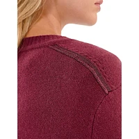 Bow-Trim Roundneck Cashmere-Blend Sweater