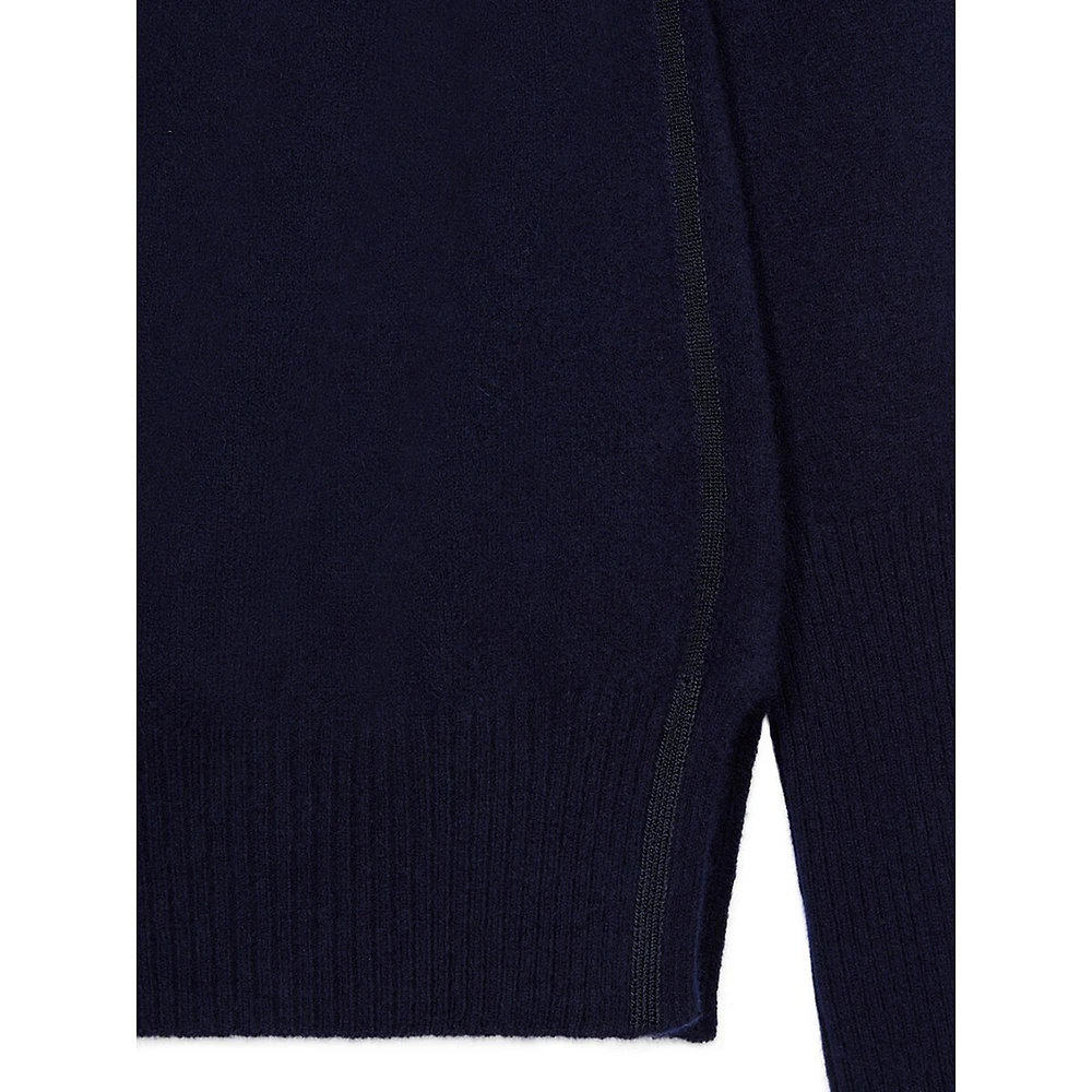 Bow-Trim Roundneck Cashmere-Blend Sweater