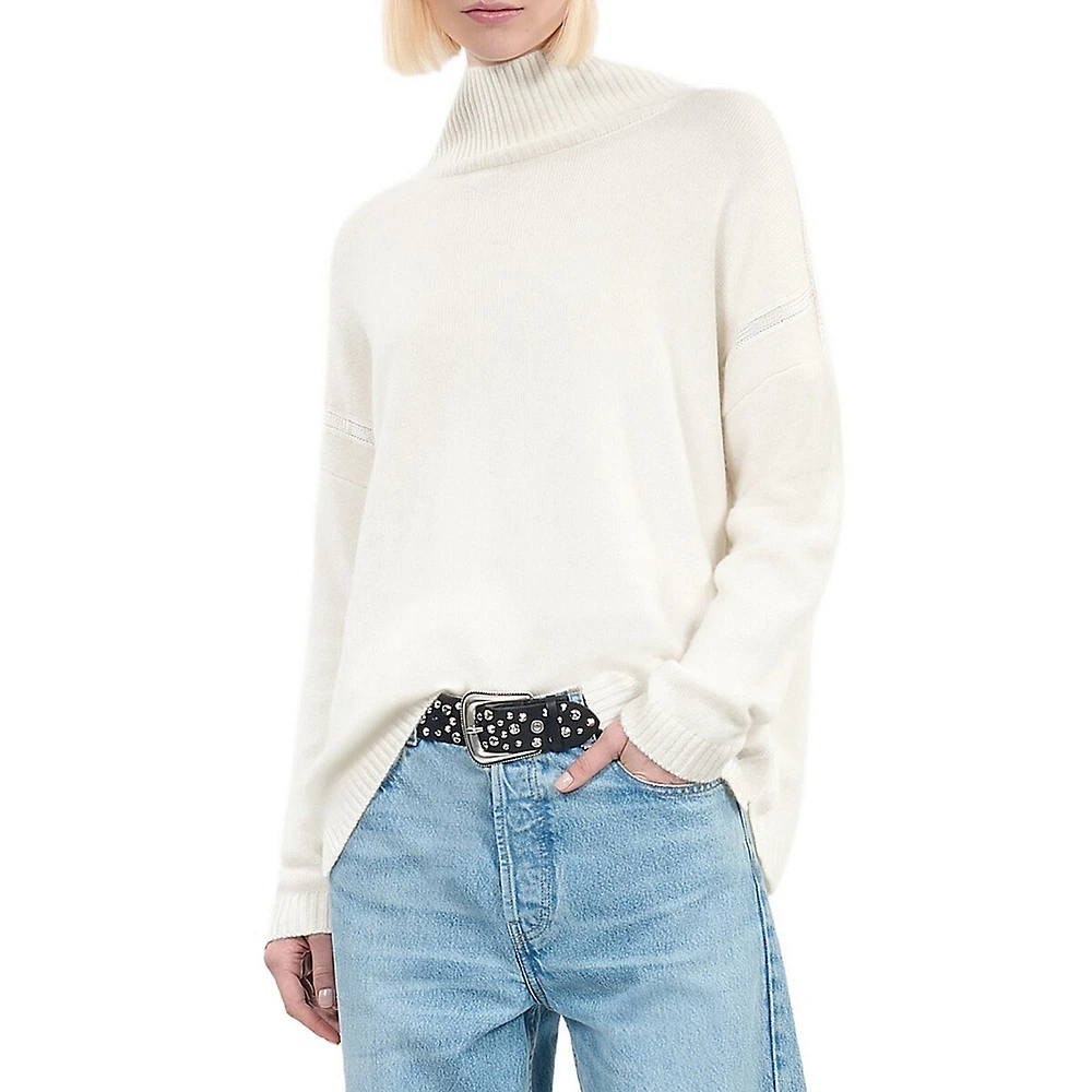 Oversized Cashmere-Blend Mockneck Sweater