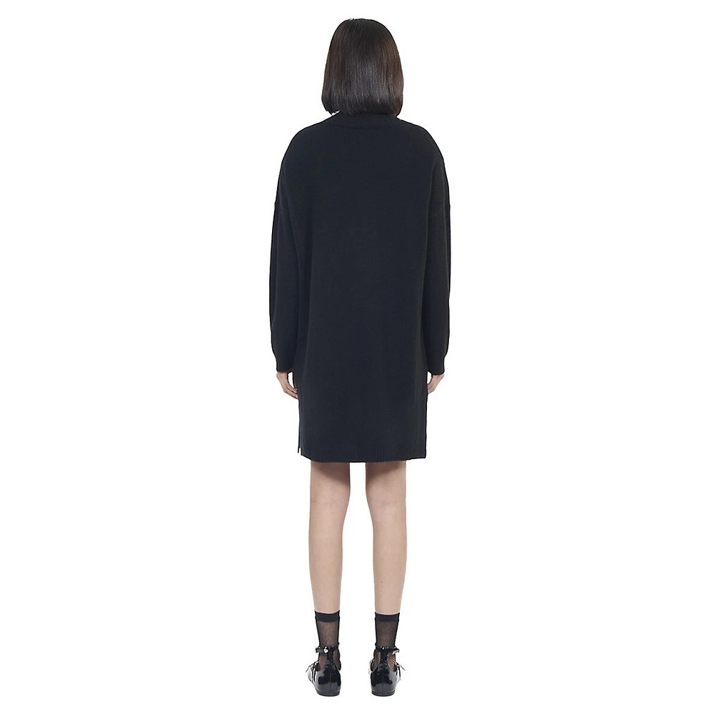 Cashmere-Blend Funnel-Neck Mini Sweater Dress