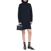 Cashmere-Blend Funnel-Neck Mini Sweater Dress