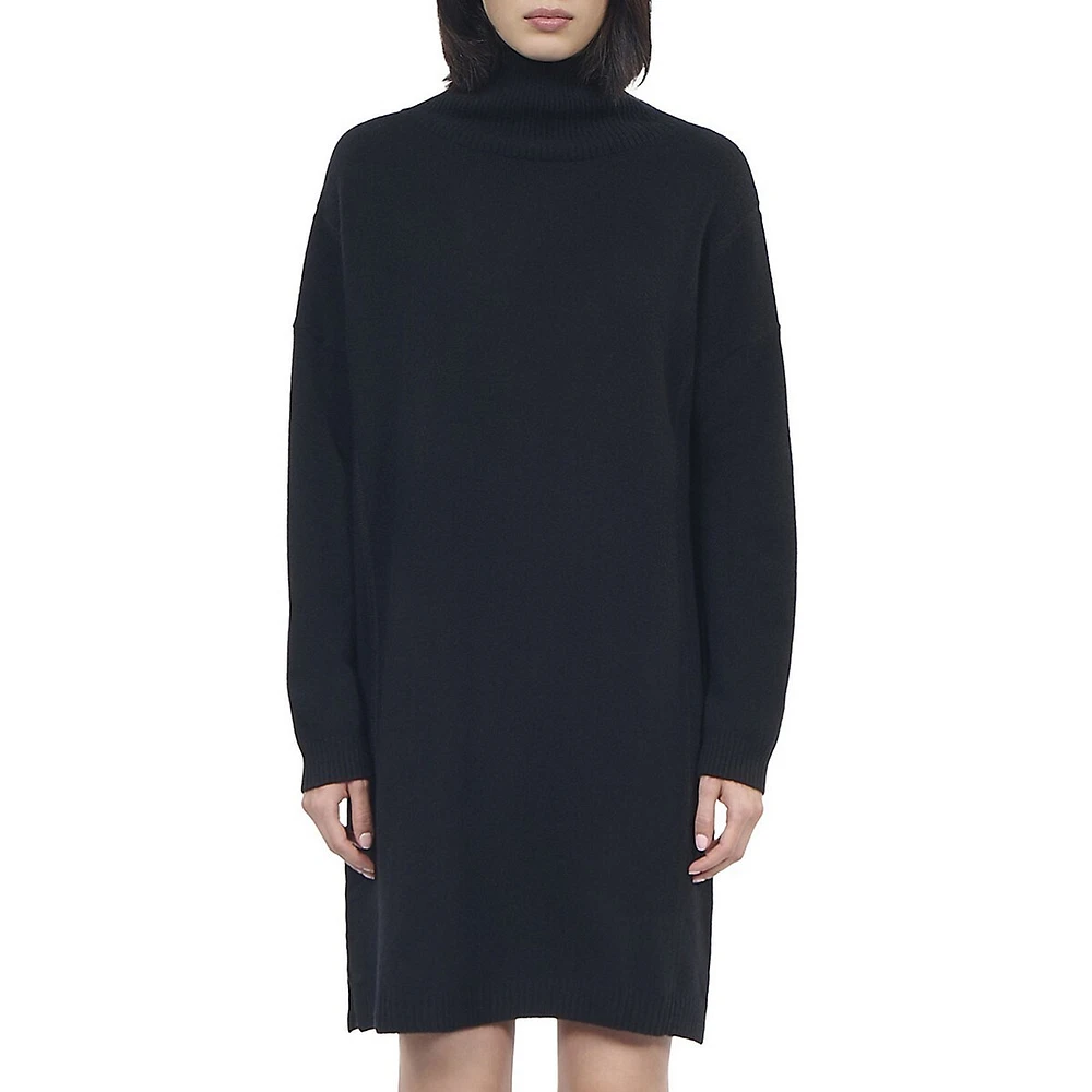 Cashmere-Blend Funnel-Neck Mini Sweater Dress