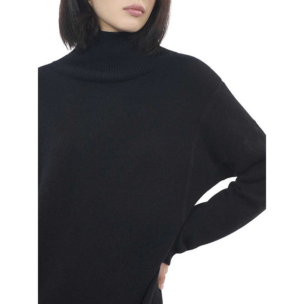 Cashmere-Blend Funnel-Neck Mini Sweater Dress