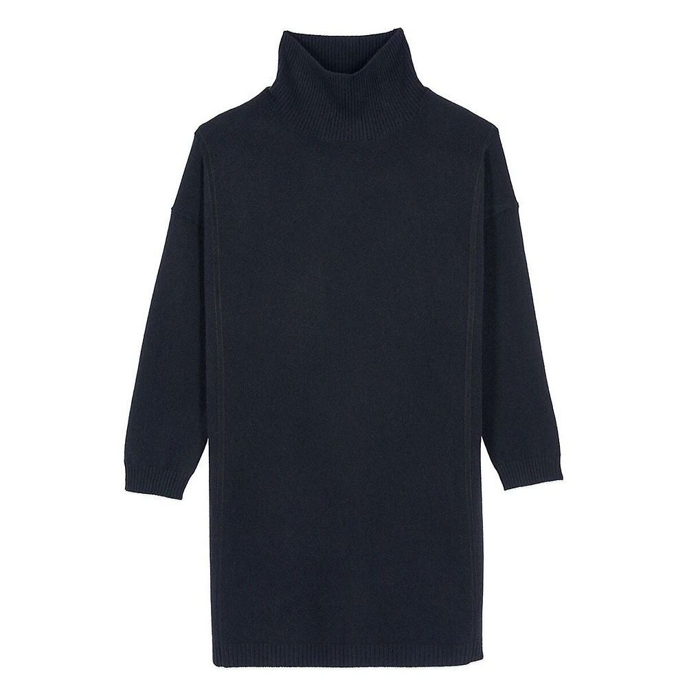 Cashmere-Blend Funnel-Neck Mini Sweater Dress