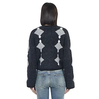 Alpaca-Blend Diamond-Print Cropped Cardigan