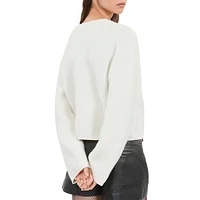 Alpaca-Blend Collarless Cropped Cardigan