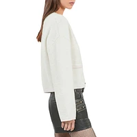 Alpaca-Blend Collarless Cropped Cardigan