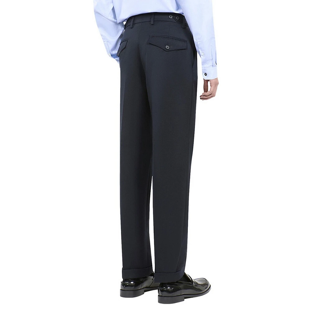 Cuffed Wool-Blend Dress Pants