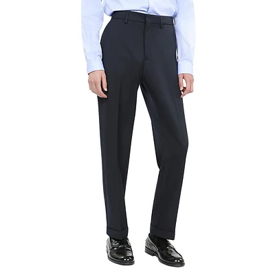 Cuffed Wool-Blend Dress Pants