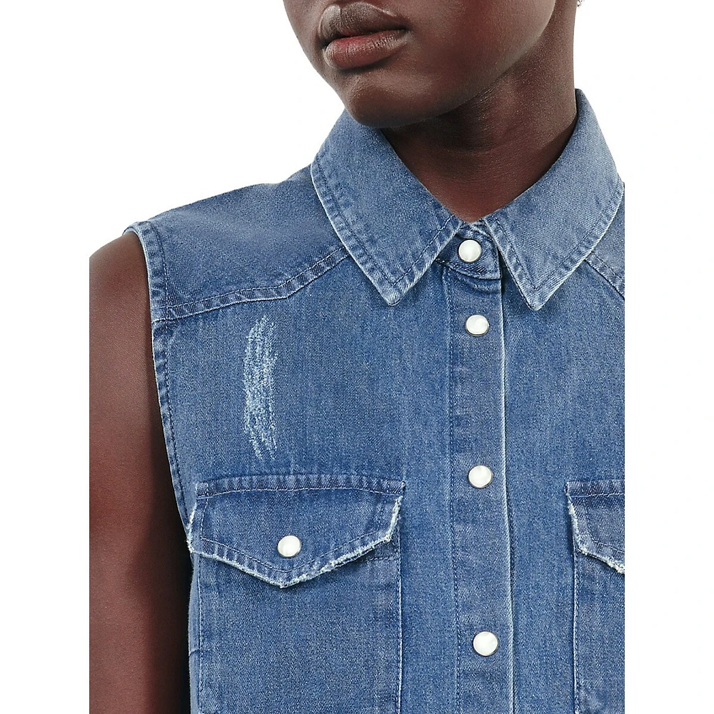 Sleeveless Denim Shirt