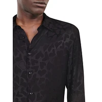 Tonal Heart Jacquard Fitted Shirt