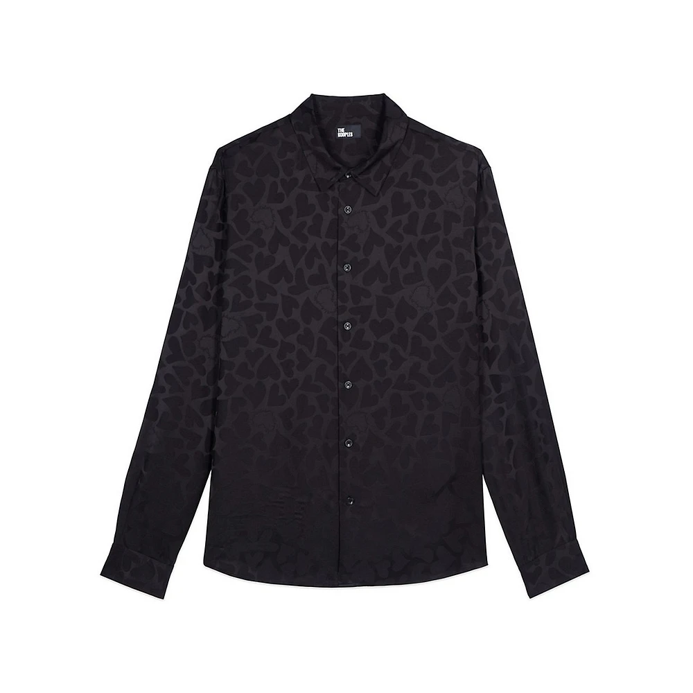 Tonal Heart Jacquard Fitted Shirt