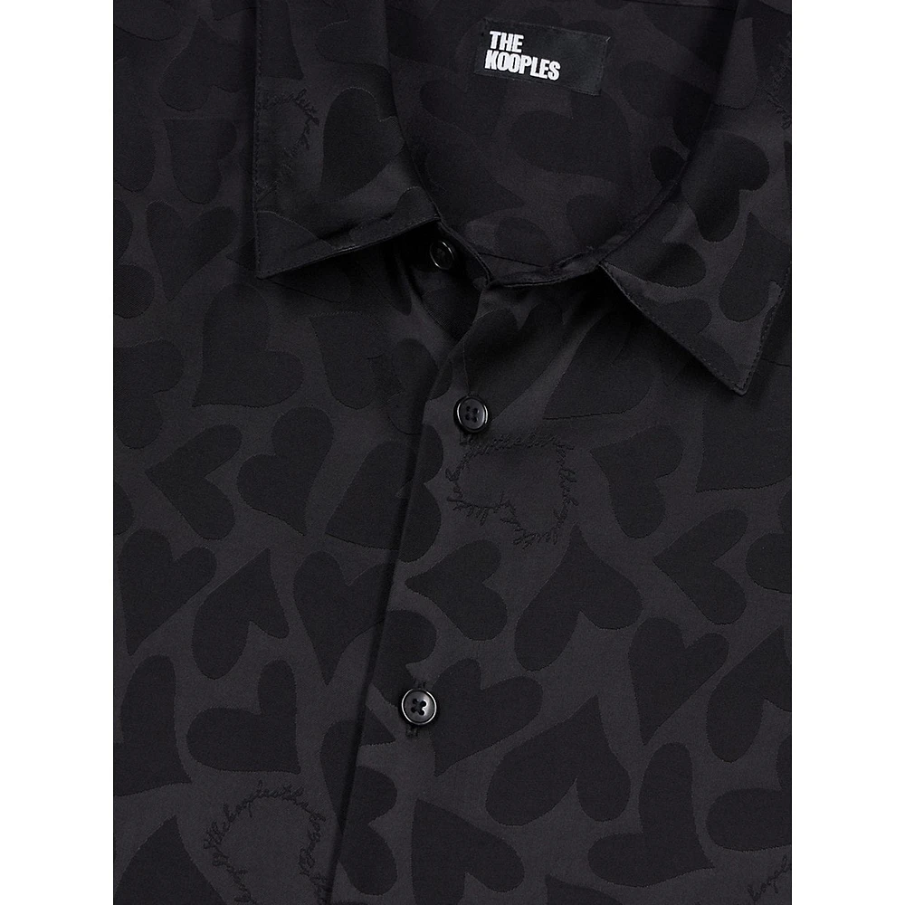 Tonal Heart Jacquard Fitted Shirt