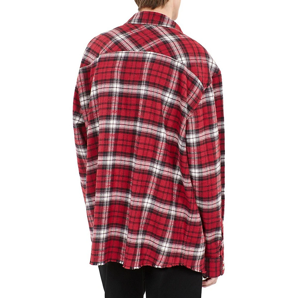 Wide-Fit Epaulette Check Shirt