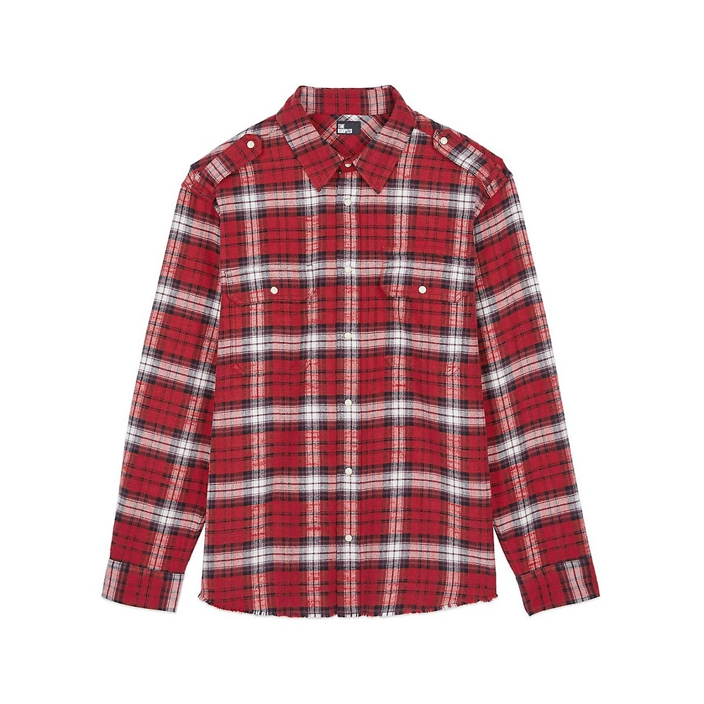 Wide-Fit Epaulette Check Shirt