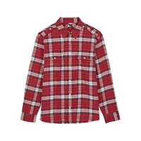 Wide-Fit Epaulette Check Shirt