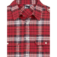 Wide-Fit Epaulette Check Shirt