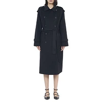 Wool-Blend Belted Trench Coat